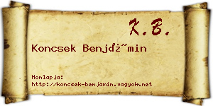 Koncsek Benjámin névjegykártya