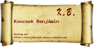 Koncsek Benjámin névjegykártya