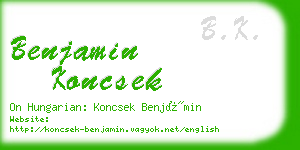 benjamin koncsek business card